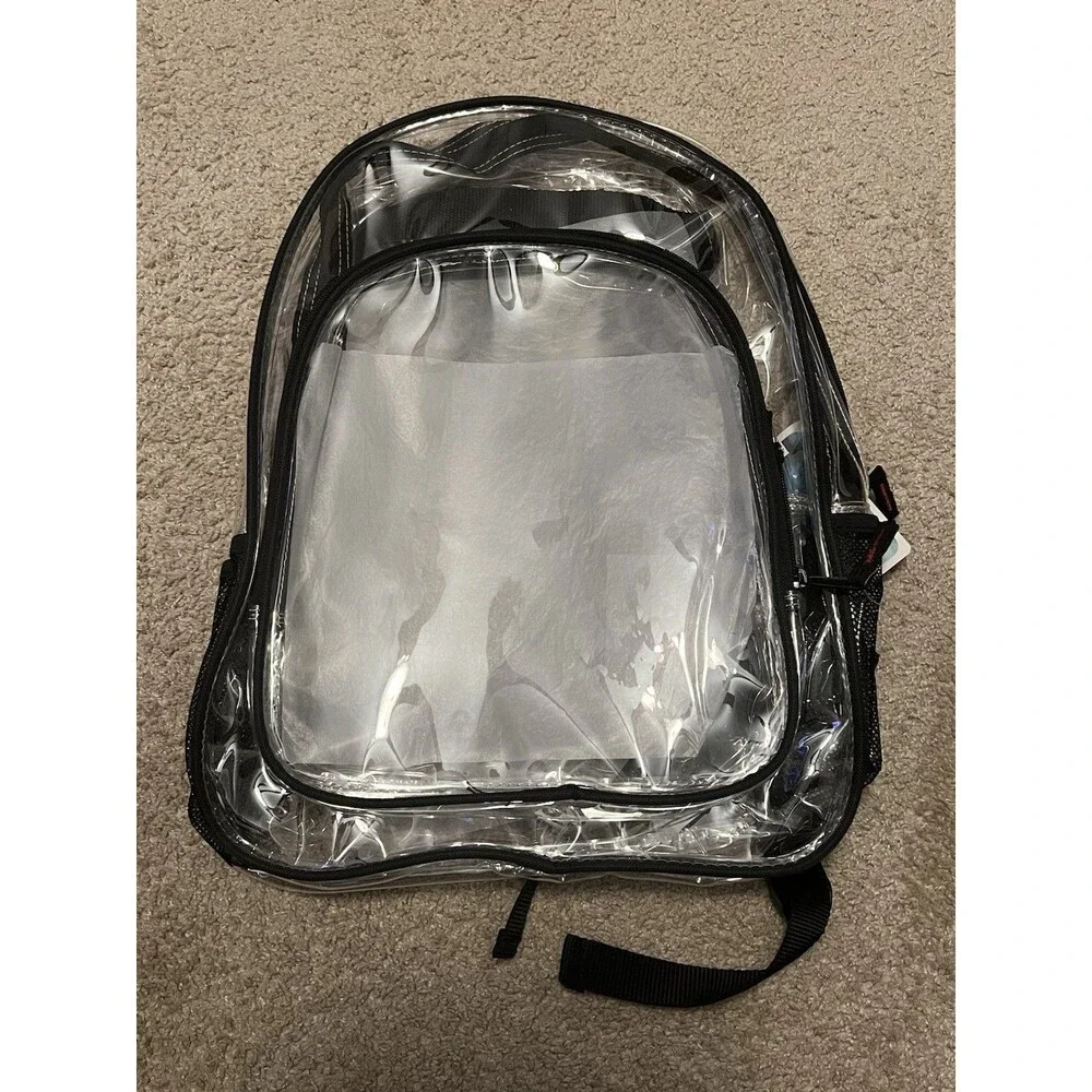 Clear Backpack Heavy Duty Bookbag See Through Backpack Transparent Plastic New